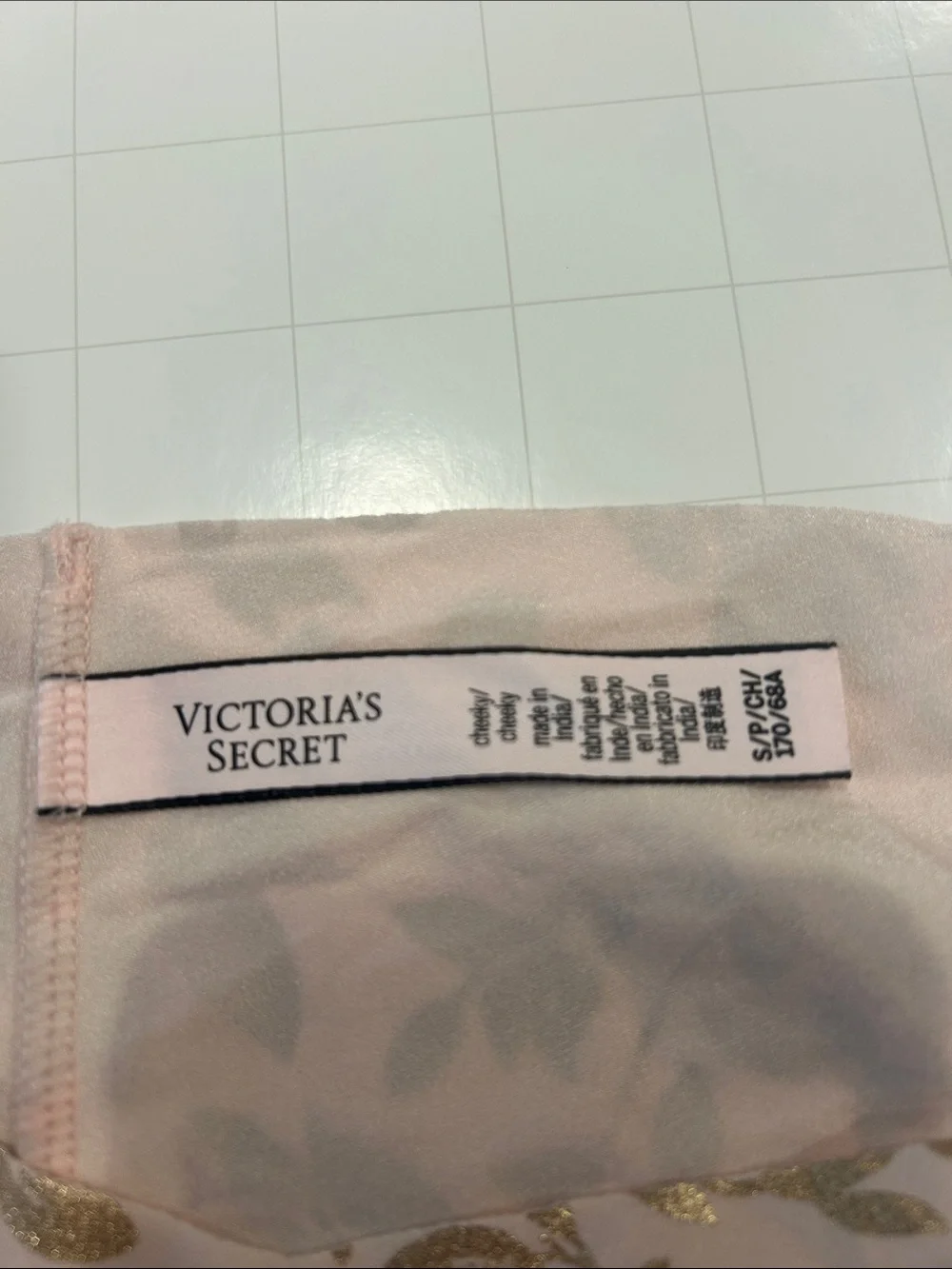 Victoria's Secret Light Pink and Gold Foil Hipster panties laser cut S